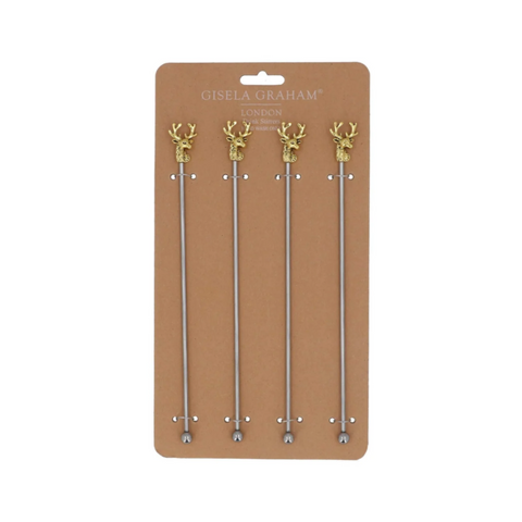 Gold Stag Head Cocktail Stirrers